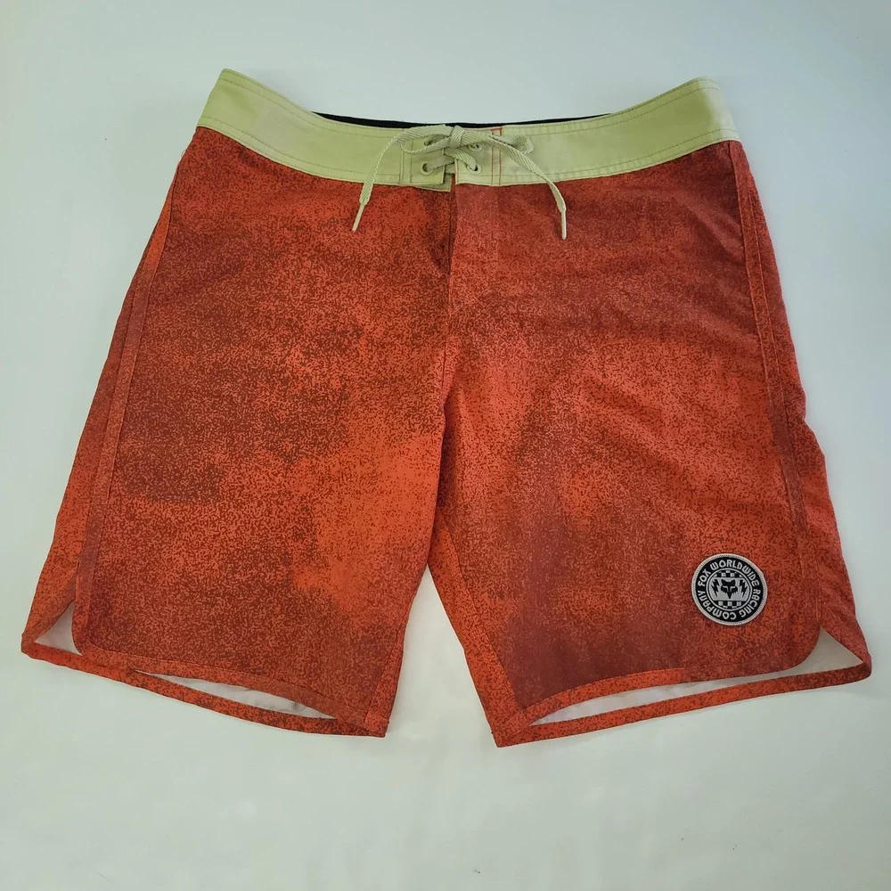 Fox Racing Board Shorts Mens 30 Atomic Orange‎ Speckle Print Next Level 18 Inch